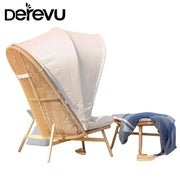 Boho Wicker Egg Chair with Ottoman, Folding Outdoor Lounge