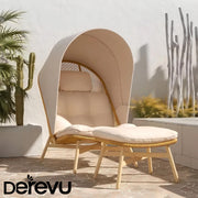 Boho Wicker Egg Chair with Ottoman, Folding Outdoor Lounge