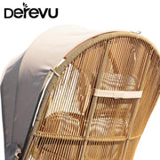 Boho Wicker Egg Chair with Ottoman, Folding Outdoor Lounge