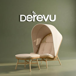 Boho Wicker Egg Chair with Ottoman, Folding Outdoor Lounge